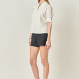 Mix Media Collar Top