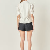Mix Media Collar Top