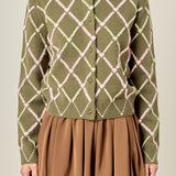 Diamond Heart Pattern Knit Cardigan