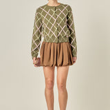 Diamond Heart Pattern Knit Cardigan