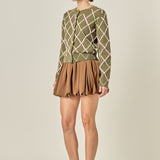 Diamond Heart Pattern Knit Cardigan