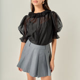 Ruffled Short Sleeves Blouse