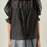Ruffled Short Sleeves Blouse