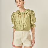 Ruffled Short Sleeves Blouse