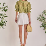 Ruffled Short Sleeves Blouse