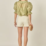 Ruffled Short Sleeves Blouse