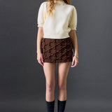 Pearl-Detail Puff Sleeve Knit Top