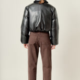 Padded Faux Leather Bomber