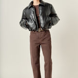 Padded Faux Leather Bomber
