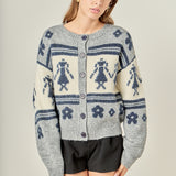 Folk Motif Knit Cardigan