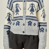 Folk Motif Knit Cardigan