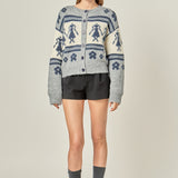 Folk Motif Knit Cardigan