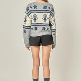 Folk Motif Knit Cardigan