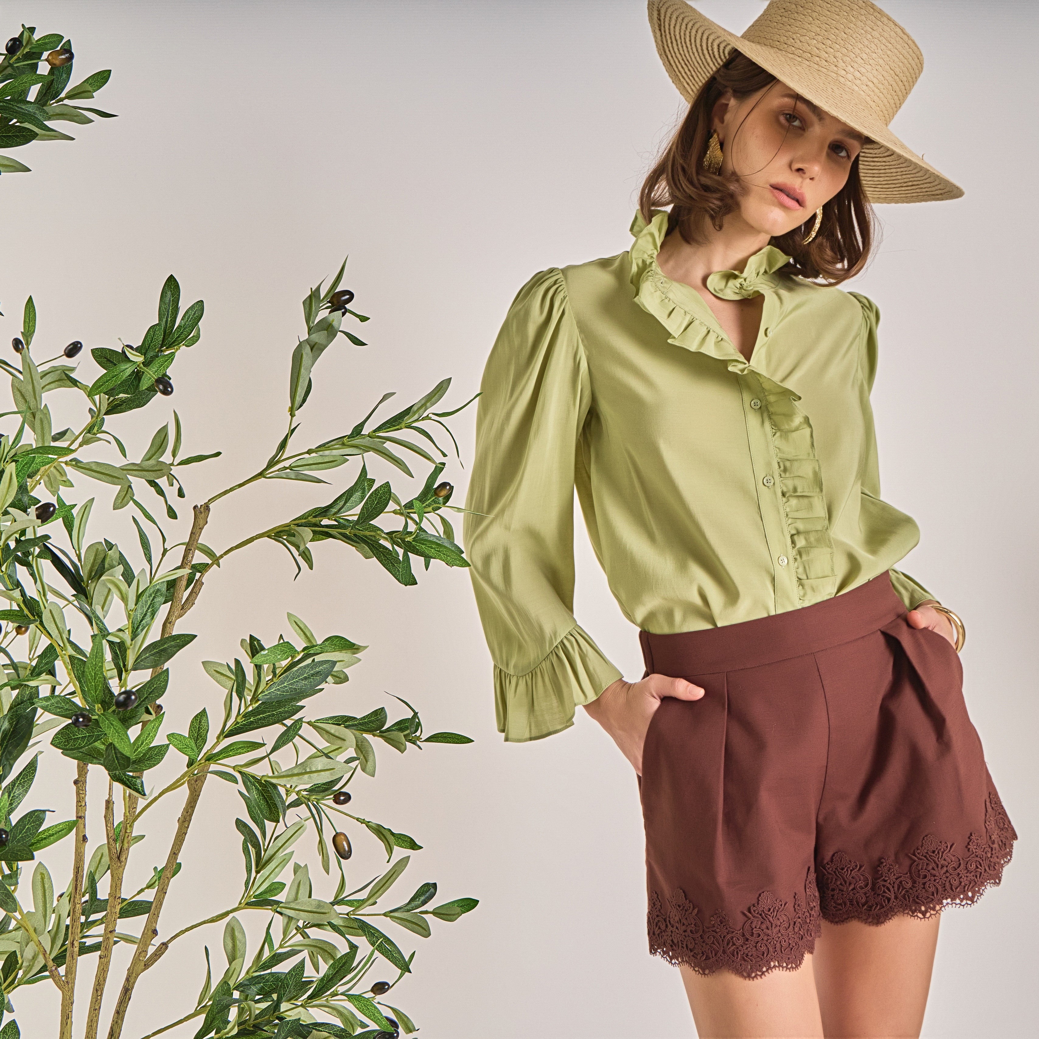 Embroidered Ruffle Collar Blouse – English Factory