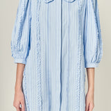 Pintuck and Ruffle Detail Shirt Dress