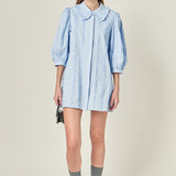 Pintuck and Ruffle Detail Shirt Dress