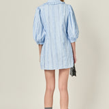 Pintuck and Ruffle Detail Shirt Dress