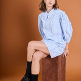Pintuck and Ruffle Detail Shirt Dress