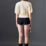 Pearl Bow Cable Knit Cardigan