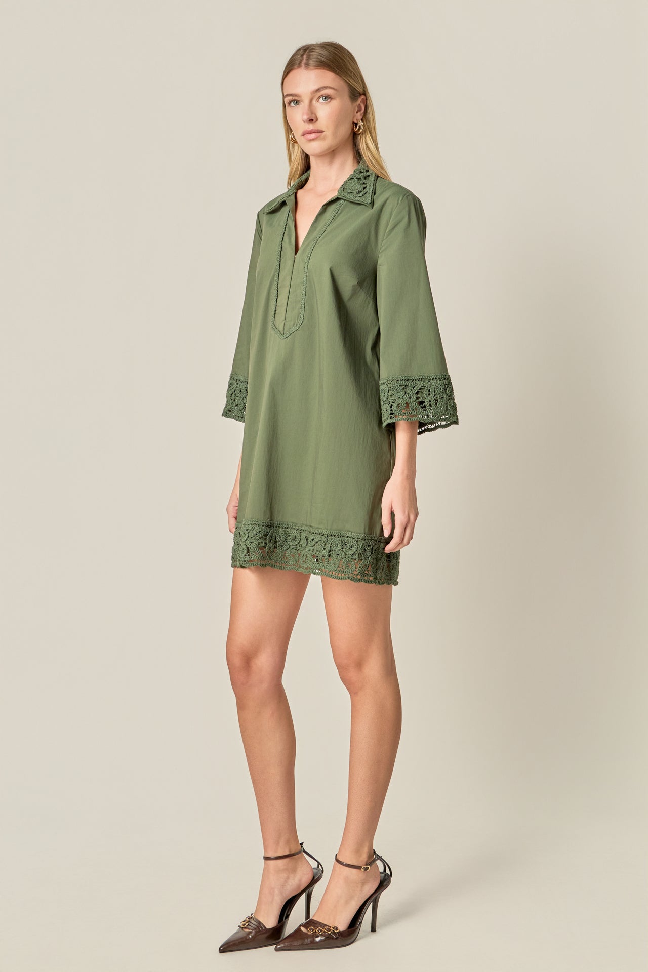Crochet Accent Mini Dress – English Factory