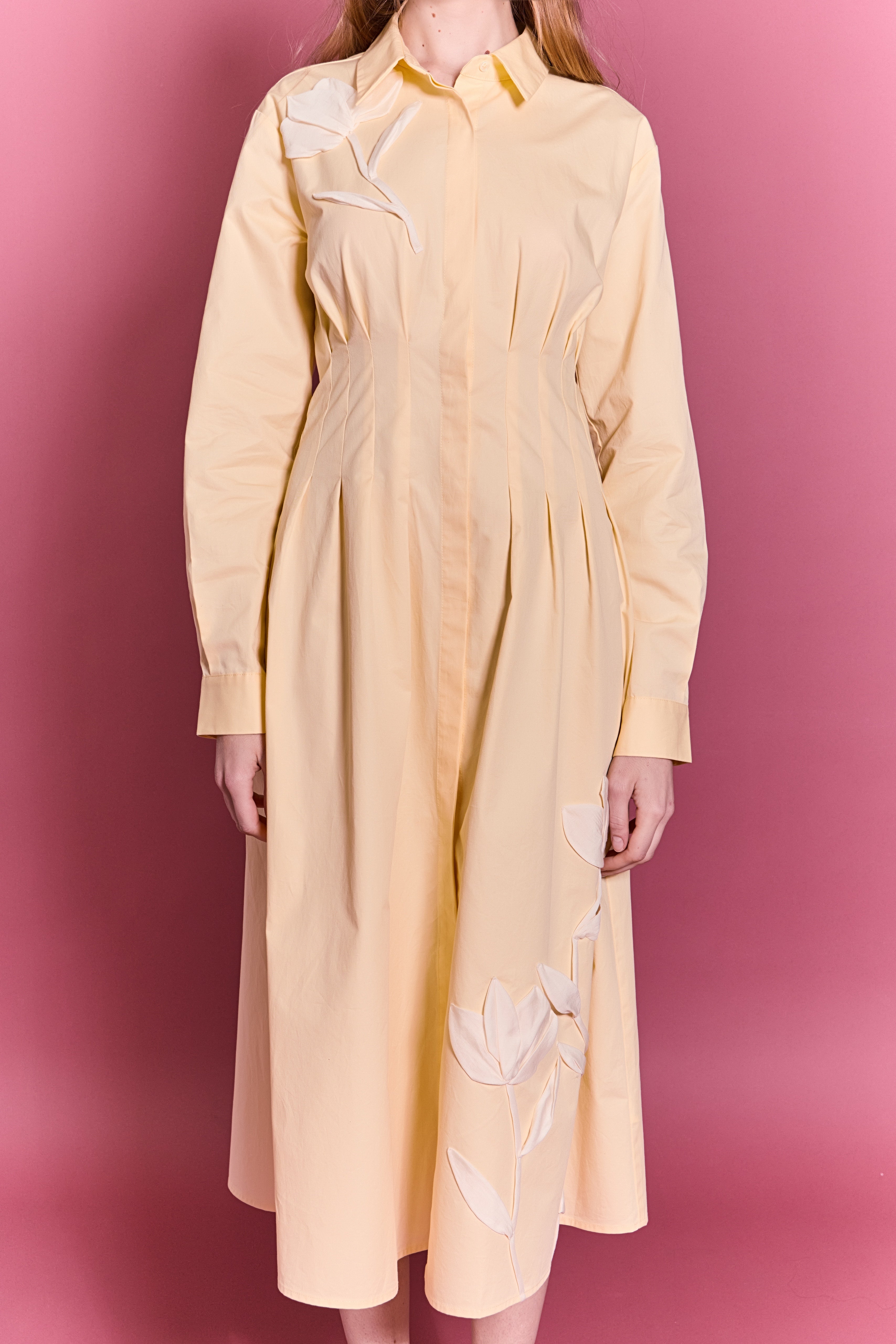 Structured Waist Applique Shirt Dress – English Factory