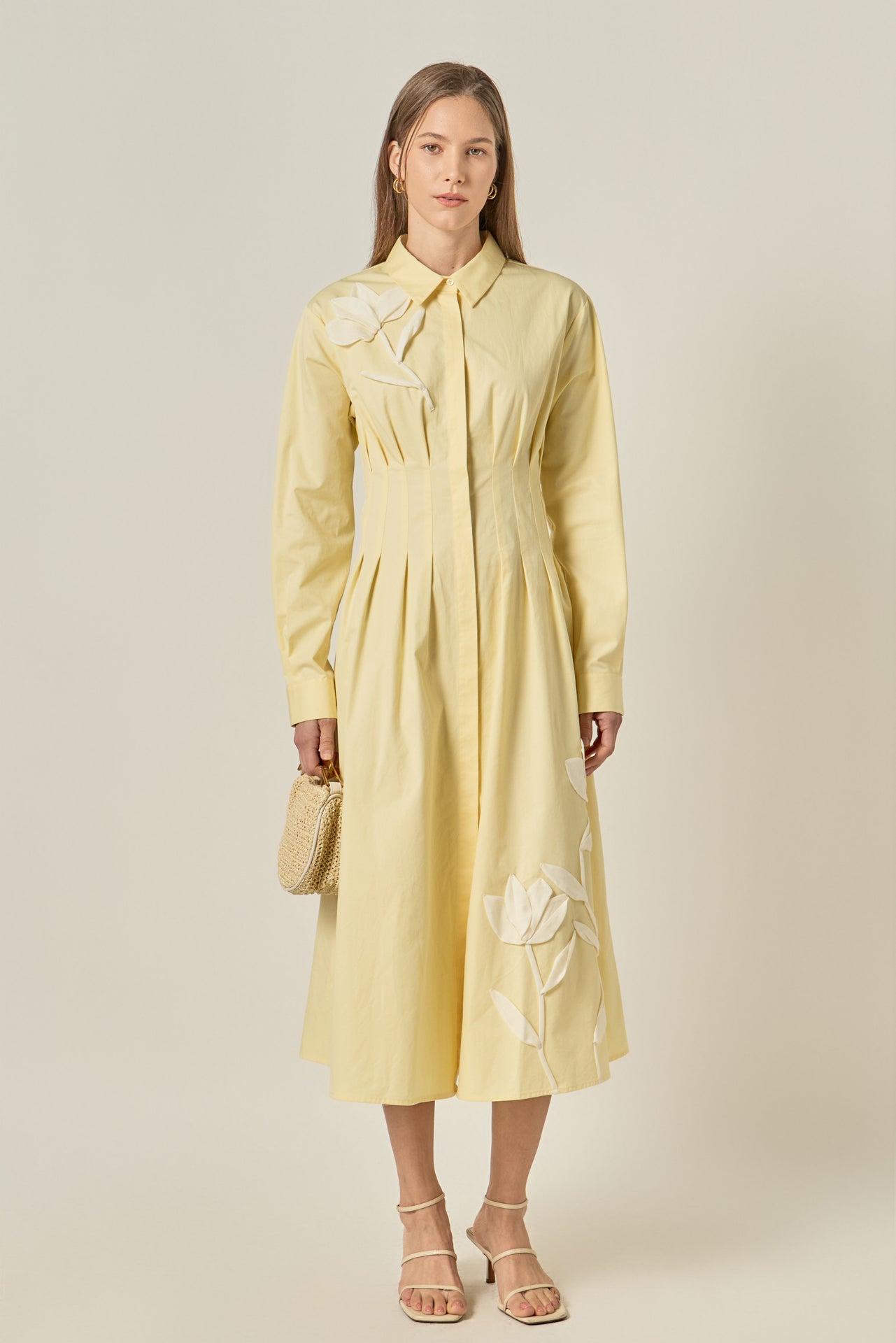 Structured Waist Applique Shirt Dress – English Factory