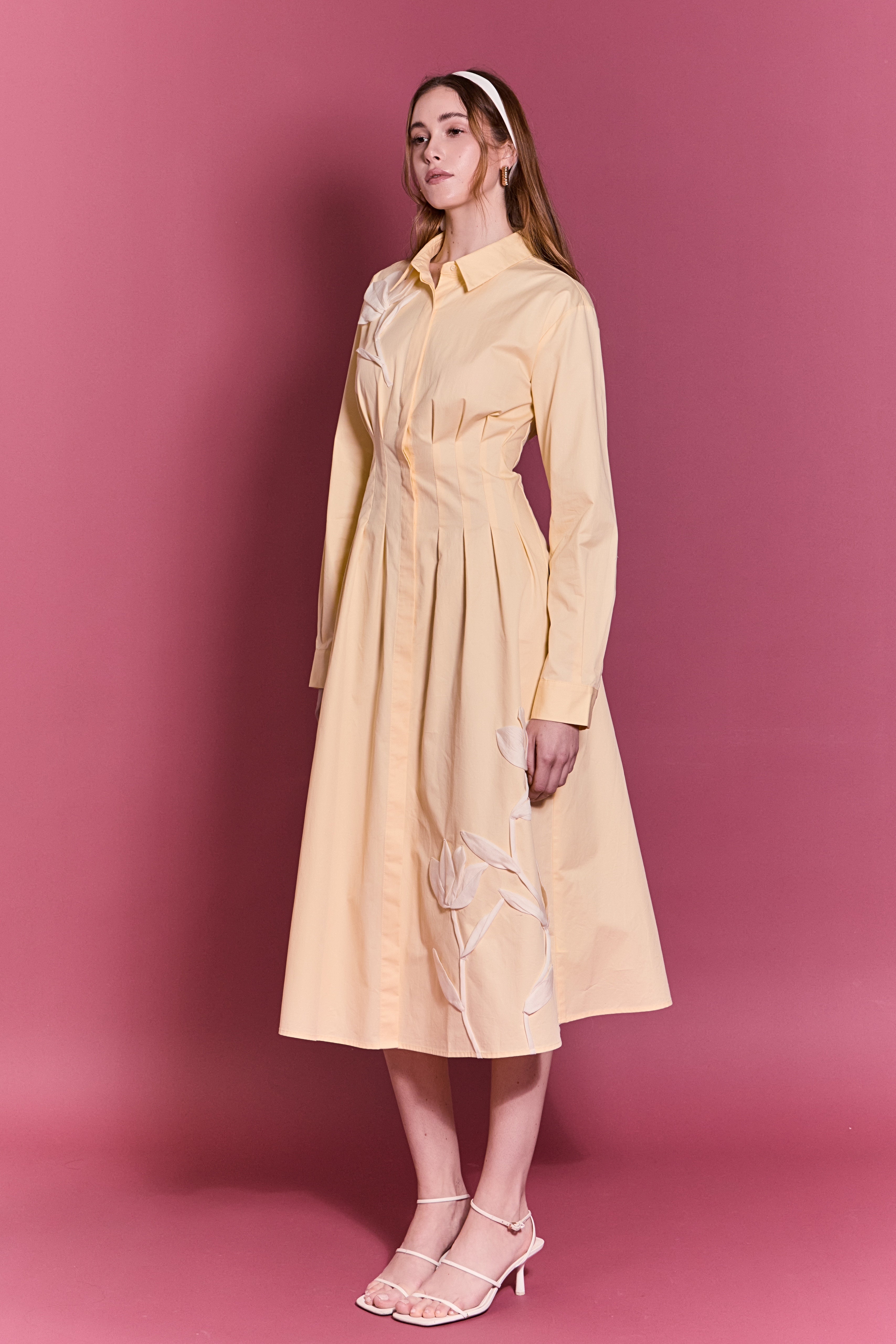 Structured Waist Applique Shirt Dress – English Factory