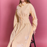 Structured Waist Applique Shirt Dress