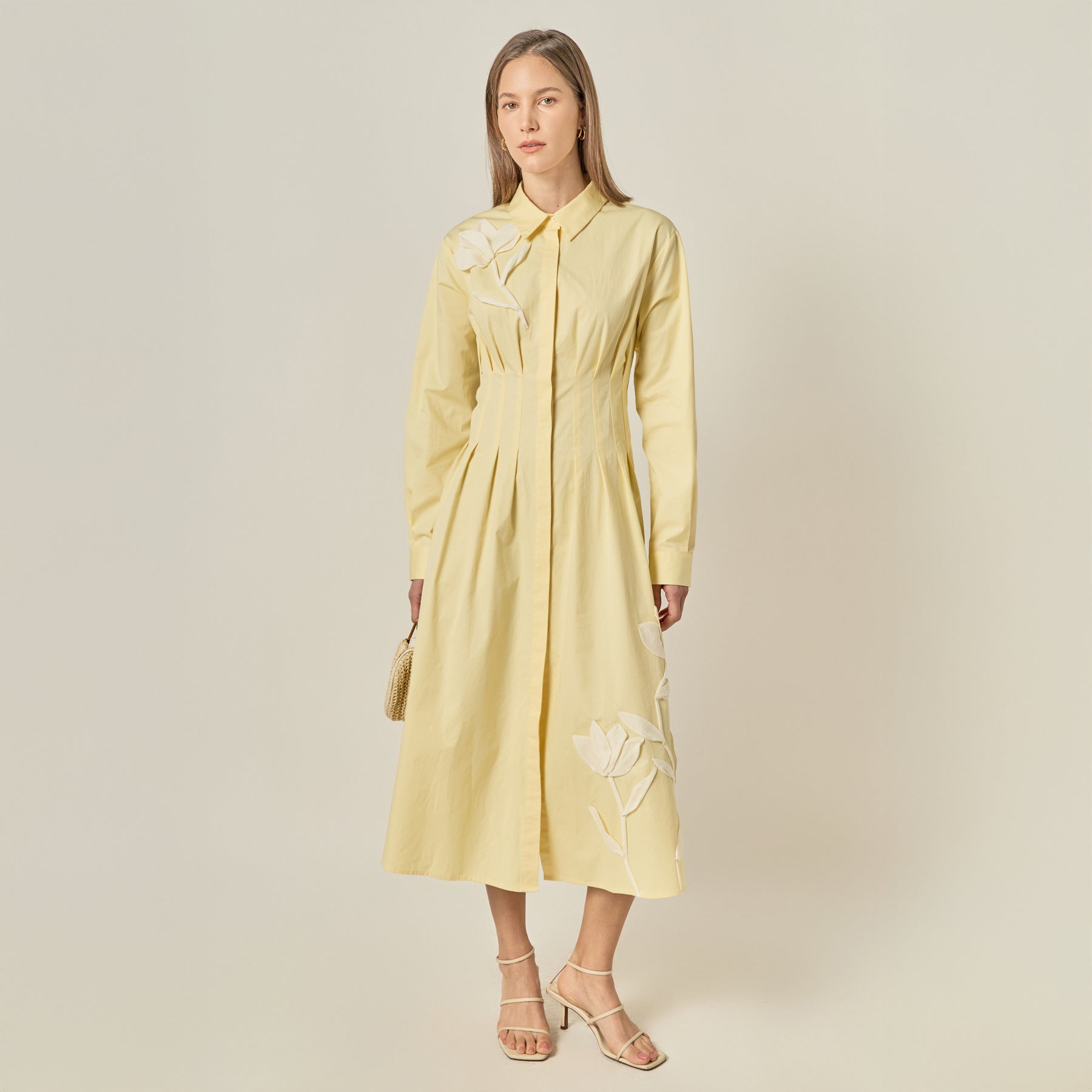 Structured Waist Applique Shirt Dress – English Factory