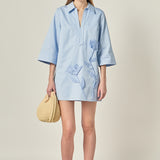 Floral Applique Shirt Mini Dress