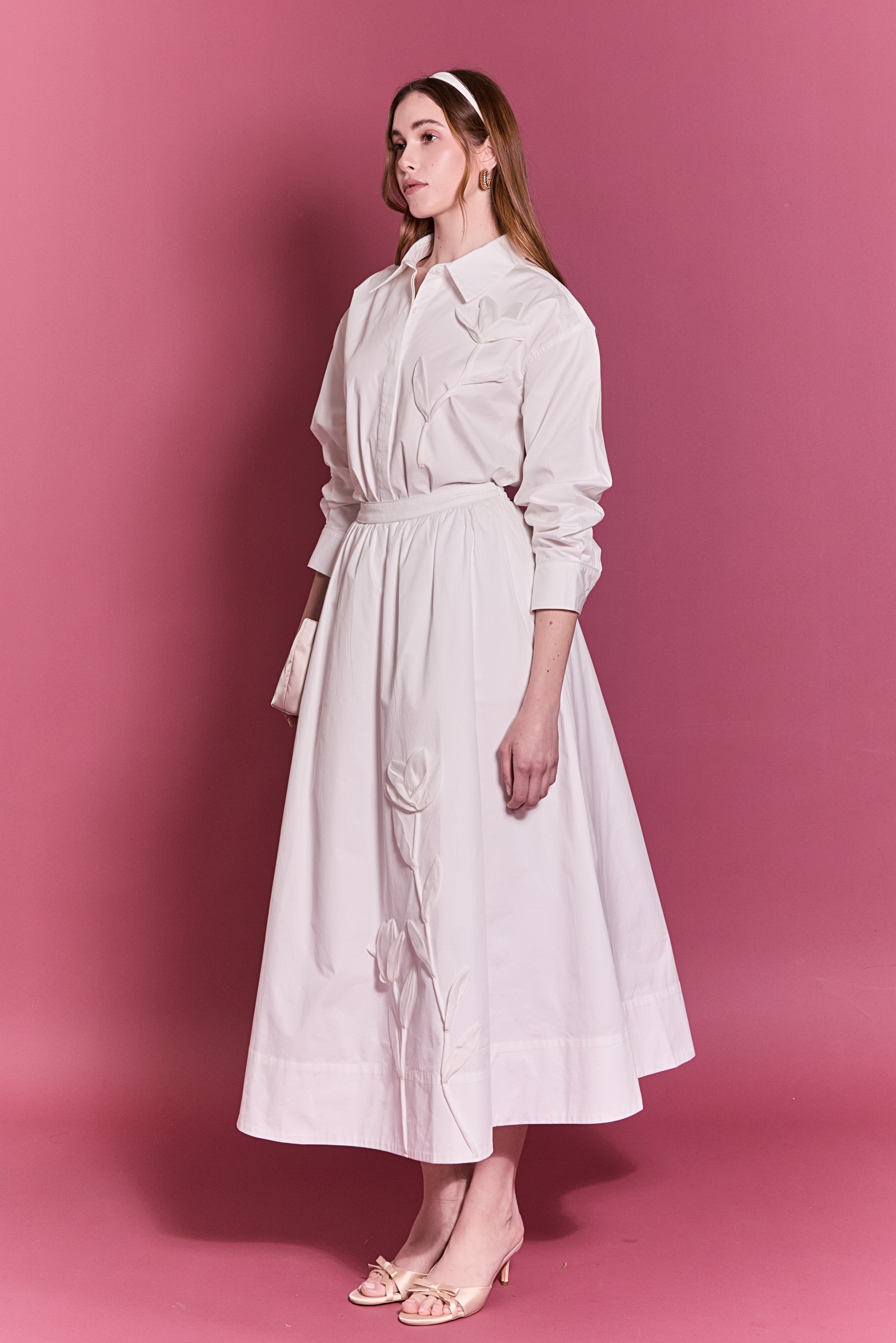 Structured Waist Applique Shirt Dress – English Factory
