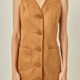 Faux Suede Vest Dress