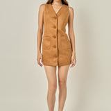 Faux Suede Vest Dress