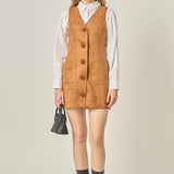 Faux Suede Vest Dress