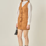 Faux Suede Vest Dress