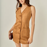 Faux Suede Vest Dress