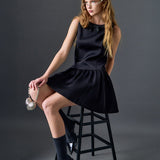 Satin Beaded Bow Mini Dress