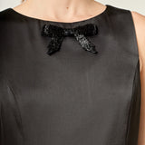 Satin Beaded Bow Mini Dress