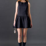 Satin Beaded Bow Mini Dress