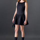 Satin Beaded Bow Mini Dress