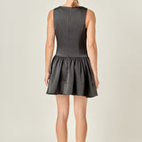 Satin Beaded Bow Mini Dress