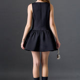 Satin Beaded Bow Mini Dress