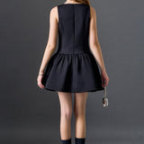 Satin Beaded Bow Mini Dress