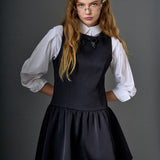 Satin Beaded Bow Mini Dress