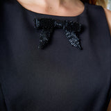 Satin Beaded Bow Mini Dress