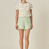 Crochet Knit Crop Cardigan