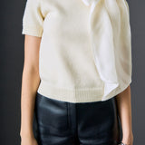 Bow Accent Puff Sleeve Knit Top