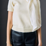 Bow Accent Puff Sleeve Knit Top