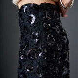Flower Sequin Sheer Midi Skirt