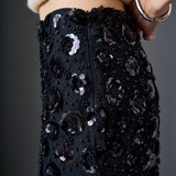 Flower Sequin Sheer Midi Skirt